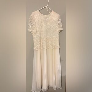 Elegant Cream Lace Overlay Dress